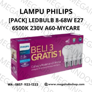 Paket Philips Lampu LED 8Watt, 8W, 8 Watt, 8 W (1 paket isi 4pcs)